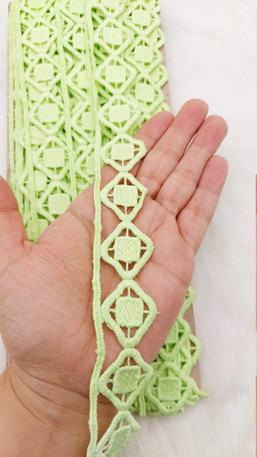 Fringe Trim Geometric Pattern, Cotton Embroidered Crafting Edging Lace Trim, Trim by 10 Yards